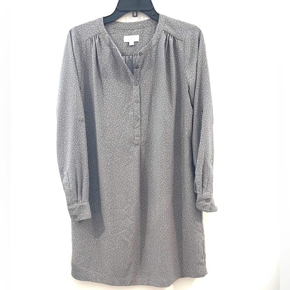 LOFT Grey Speckled Sheik Size S Flowy Shirt Lagenlook Cottagecore Dress